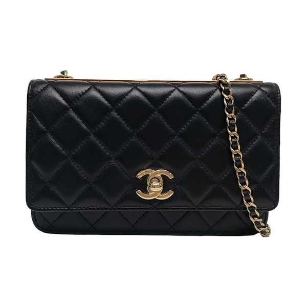 Authenticated pre-owned TRENDY CC WOC Quilted Lambskin Black - Crossbody Bag at Looply
