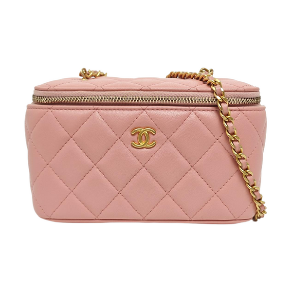 VANITY CASE Small Quilted Lambskin Pink
