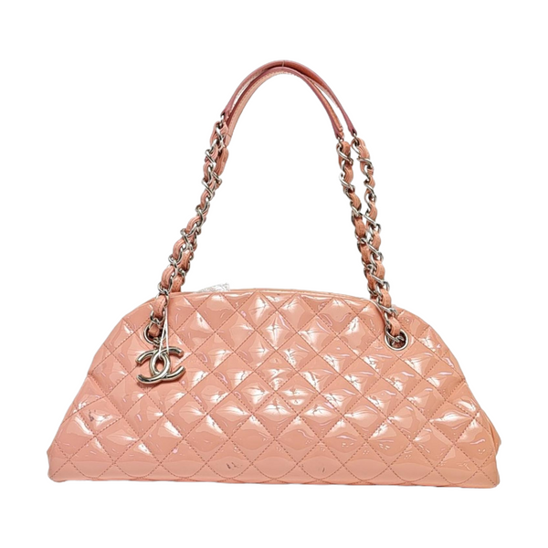 Authenticated pre-owned JUST MADEMOISELLE Quilted Patent Leather Pink - Top Handle Bag at Looply