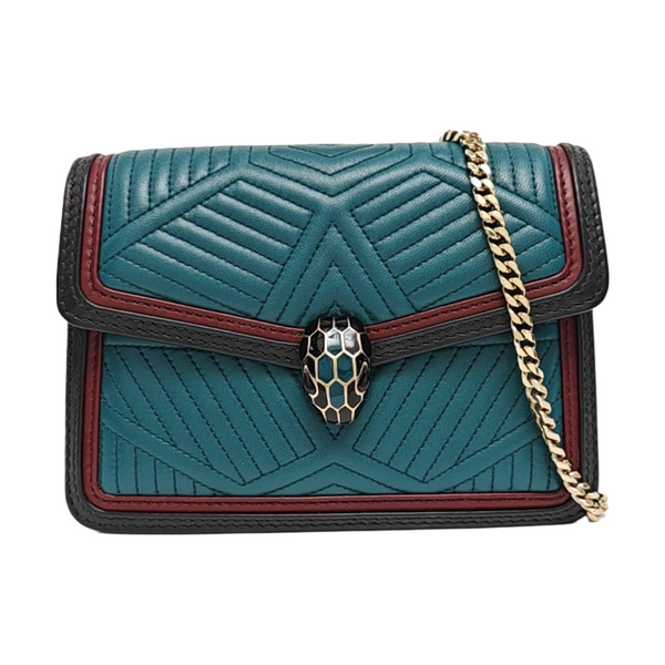 SERPENTI DIAMOND BLAST Small Quilted Lambskin Green