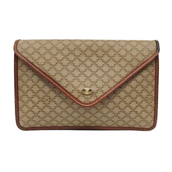 Coated Canvas Clutch Beige