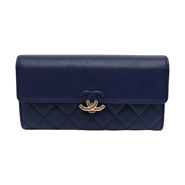 Quilted Lambskin Wallet Blue