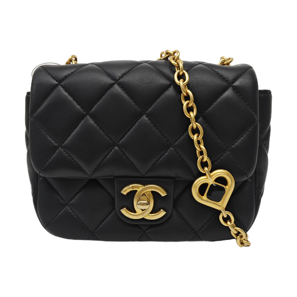 Quilted Lambskin Shoulder Bag Mini Black