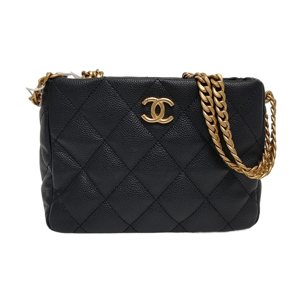23P Small Quilted Grained Calfskin Black