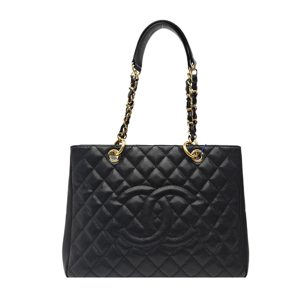 CHANEL GST Large Quilted Grained Calfskin Black
