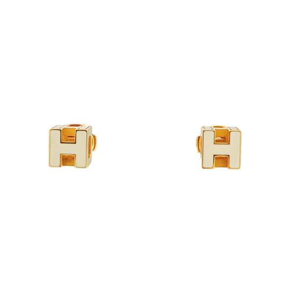 Pop H Metal Gold Stud Earrings