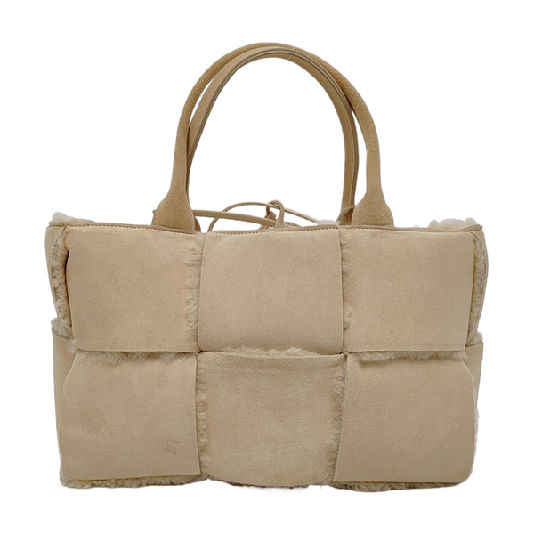 Authenticated pre-owned Arco Small Suede Beige - Top Handle Bag at Looply