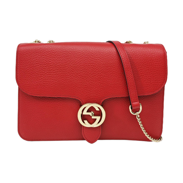 Interlocking G Large Calfskin Red