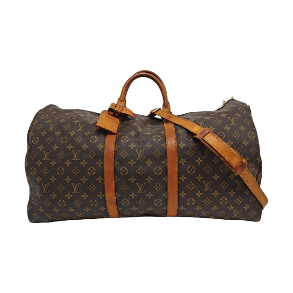 KEEPALL 60 Monogram Coated Canvas Brown