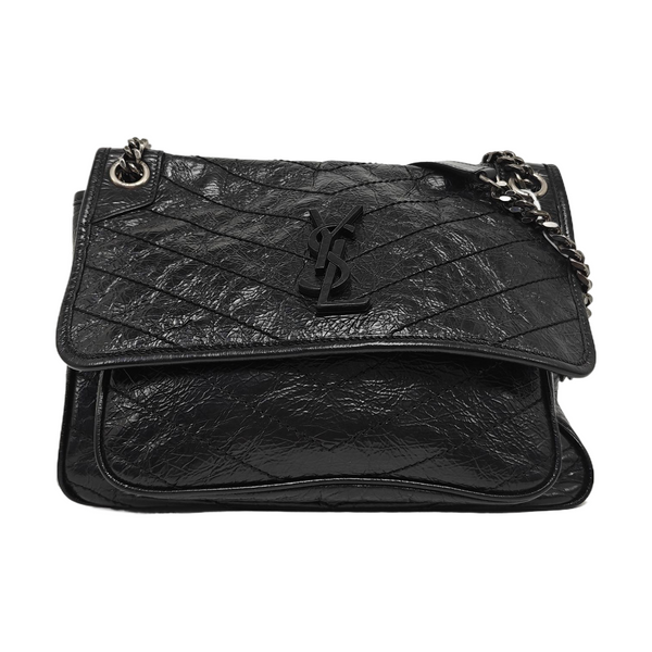 NIKI Medium Chevron Calfskin Black
