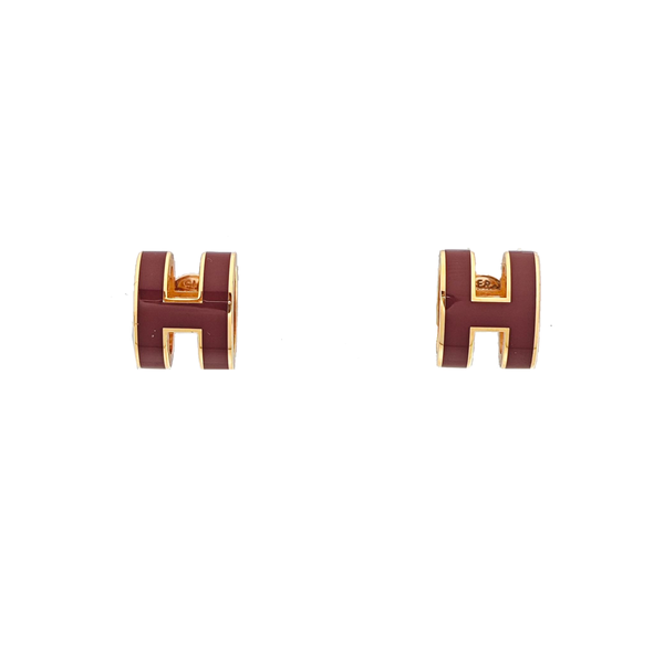 Pop H Metal Red Stud Earrings