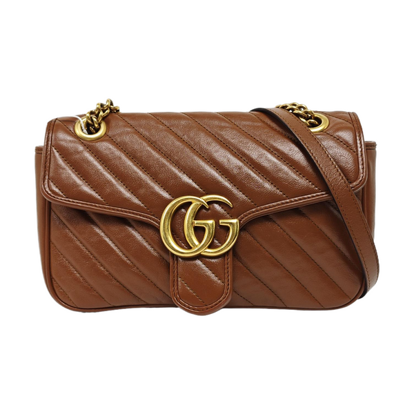 GG Marmont Medium Quilted Calfskin Brown