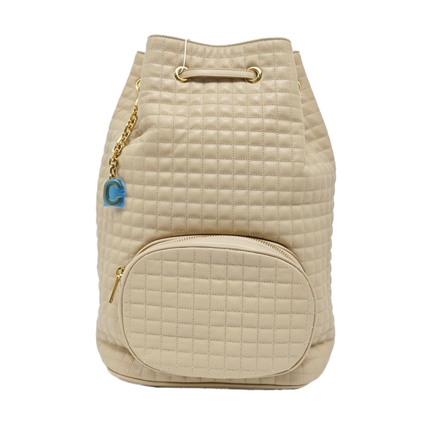 C CHARM Quilted Calfskin Beige