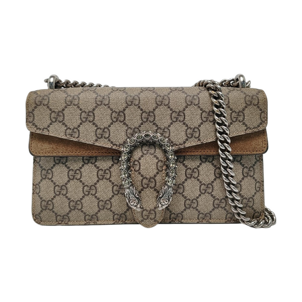 Dionysus Small Monogram Coated Canvas Beige
