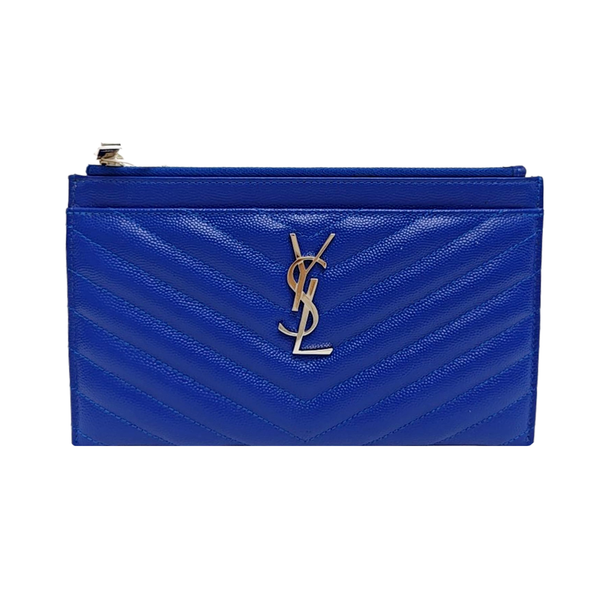 CASSANDRE Chevron Calfskin Blue Wallet