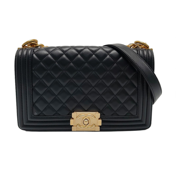 BOY CHANEL Medium Quilted Calfskin Black