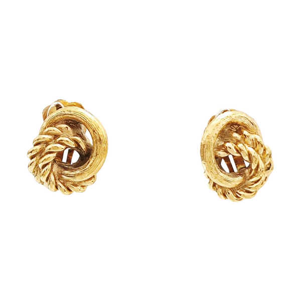 Twist Round Metal Gold Clip On Earrings