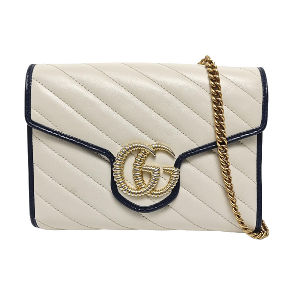 Authenticated pre-owned GG Marmont Mini Quilted Calfskin White - Crossbody Bag at Looply