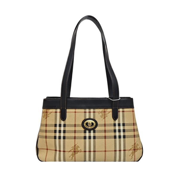 Coated Canvas Top Handle Bag Brown