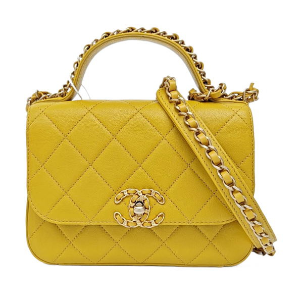 CHAIN INFINITY TOP HANDLE Quilted Lambskin Yellow