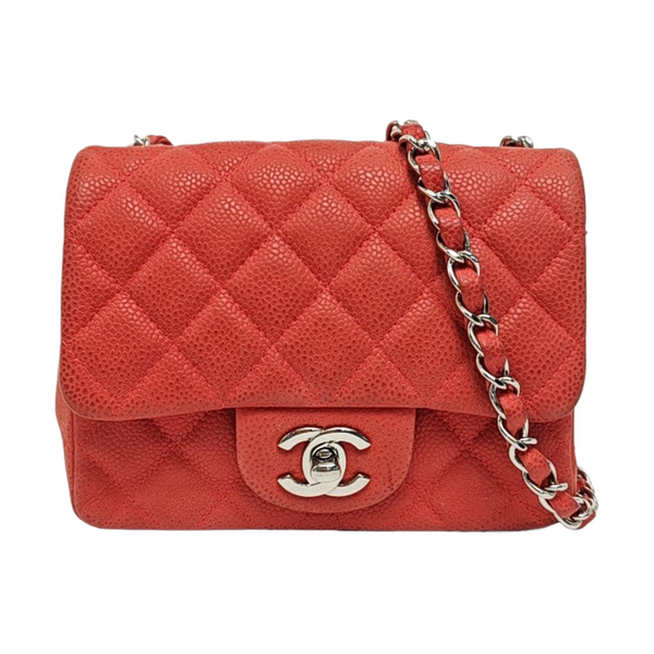 CLASSIC FLAP Mini Quilted Grained Calfskin Red