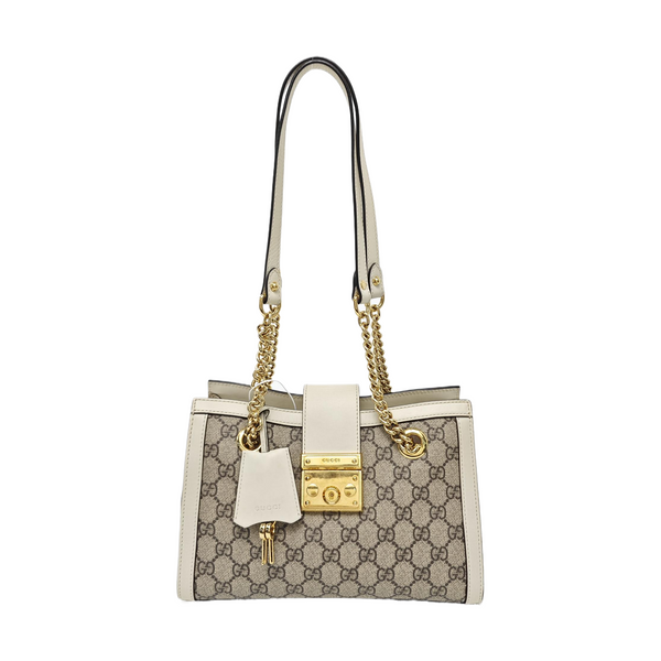 Padlock Small Monogram Coated Canvas Beige