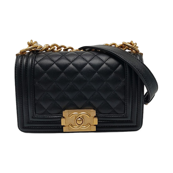 BOY CHANEL Small Quilted Grained Calfskin Black