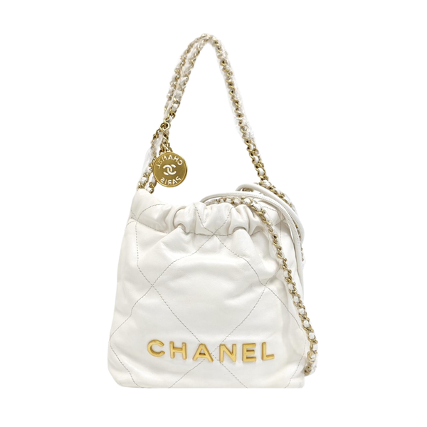 CHANEL 22 Mini Quilted Calfskin White