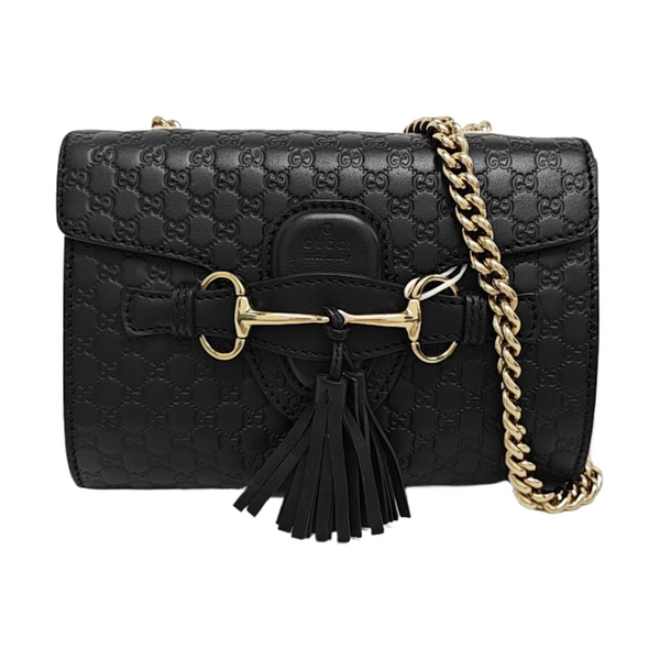 Emily Chain Mini Monogram Calfskin Black
