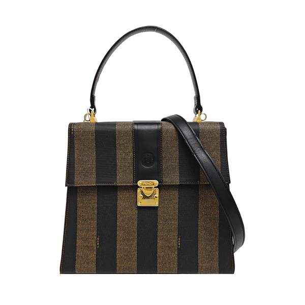 Coated Canvas Top Handle Bag Brown