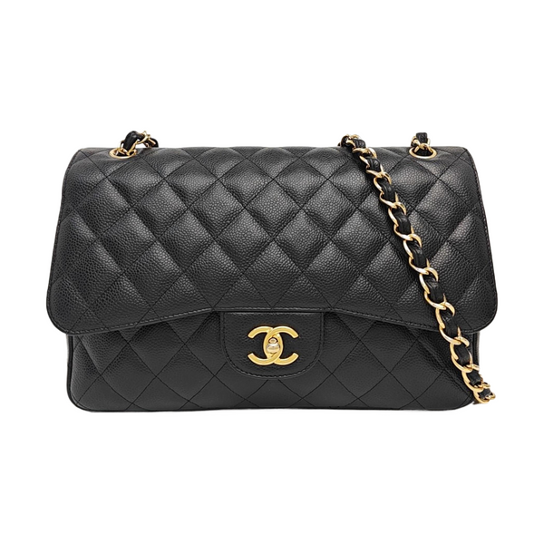 CLASSIC FLAP Jumbo Quilted Grained Calfskin Black