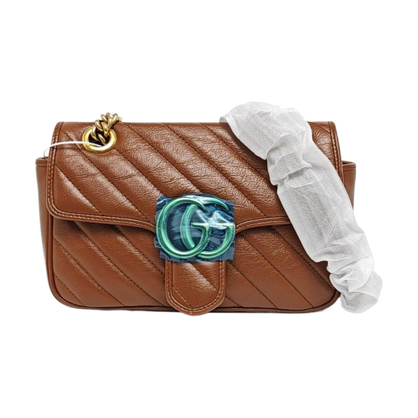 GG Marmont Small Quilted Calfskin Brown