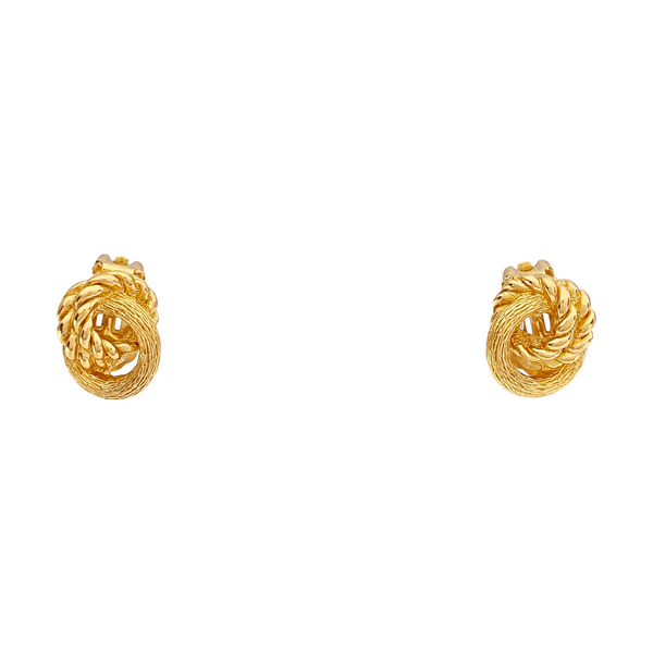 Twist Round Metal Gold Clip On Earrings