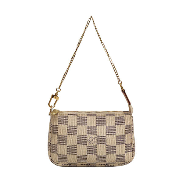 Authenticated pre-owned ACCESSOIRES Mini Damier Azur Coated Canvas White - Top Handle Bag at Looply