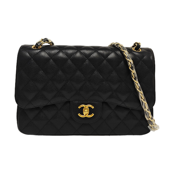 CLASSIC FLAP Jumbo Quilted Grained Calfskin Black