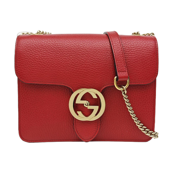 Interlocking G Small Calfskin Red