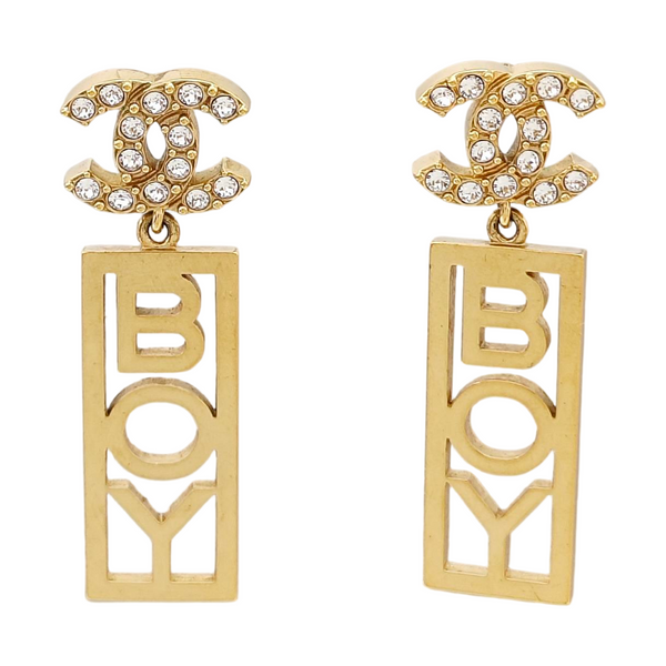 CC Logo Metal Gold Stud Earrings