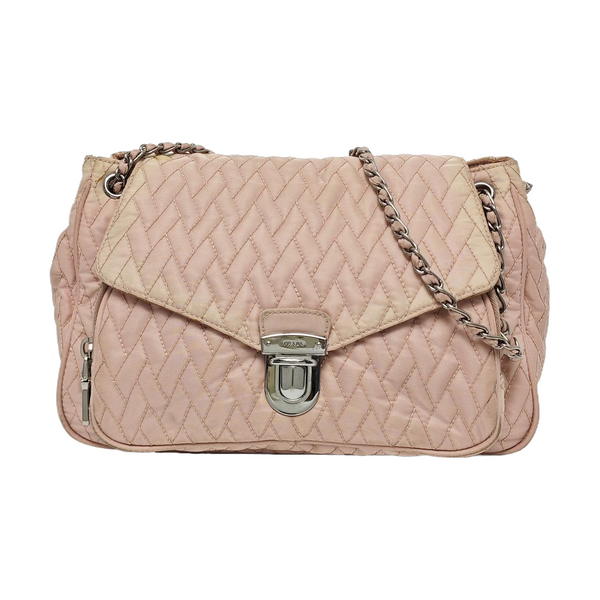 Quilted Nylon Shoulder Bag Pink