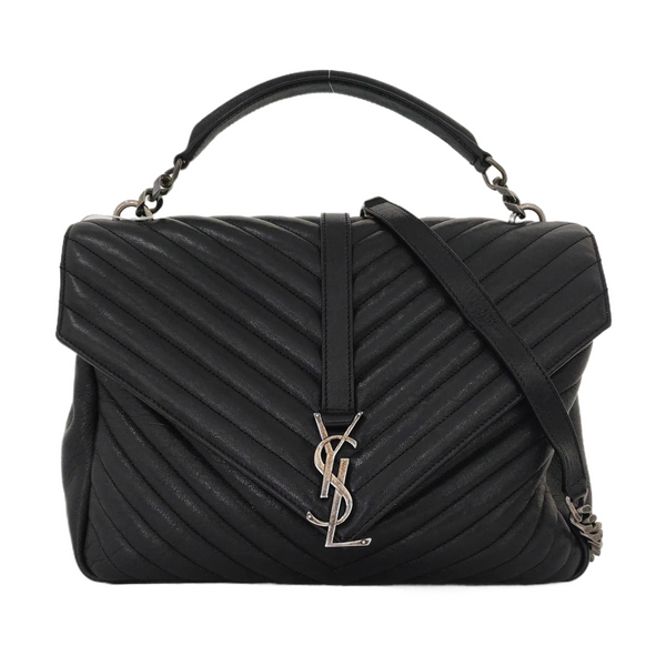 COLLEGE Large Chevron Lambskin Black