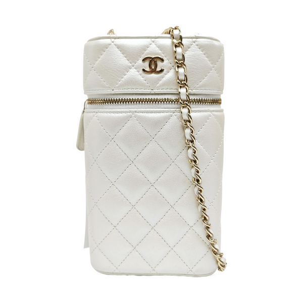 Quilted Calfskin Shoulder Bag White