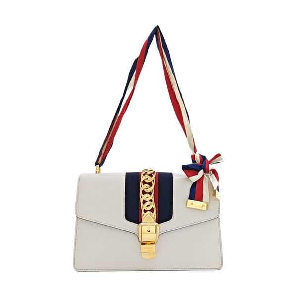 Authenticated pre-owned Sylvie Small Calfskin White - Top Handle Bag at Looply