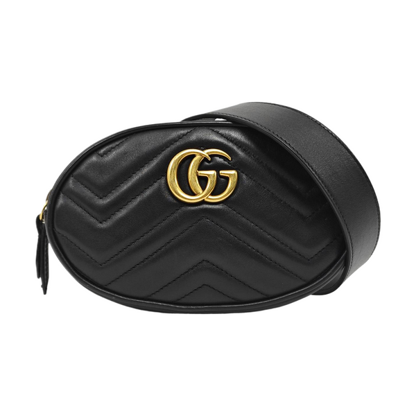 Authenticated pre-owned GG Marmont Quilted Calfskin Black - Belt Bag at Looply