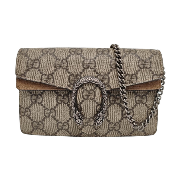 Dionysus Super Mini Monogram Coated Canvas Beige