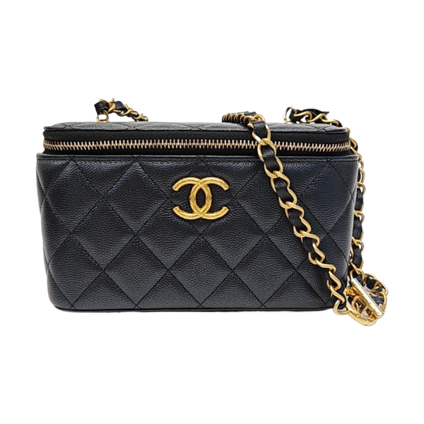 VANITY CASE Small Quilted Grained Calfskin Black