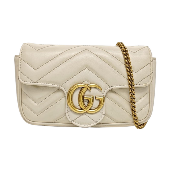 GG Marmont Mini Quilted Calfskin White