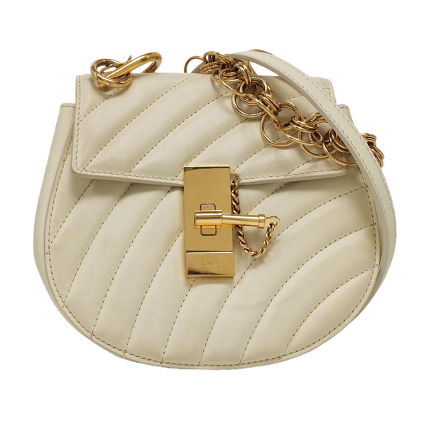Drew Mini Quilted Calfskin White