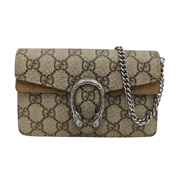Dionysus Super Mini Monogram Coated Canvas Beige