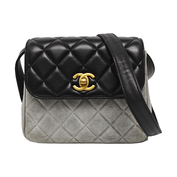 BIJOUX FLAP Quilted Suede Gray