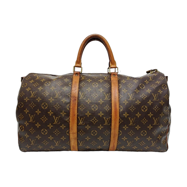 KEEPALL 50 Monogram Coated Canvas Brown