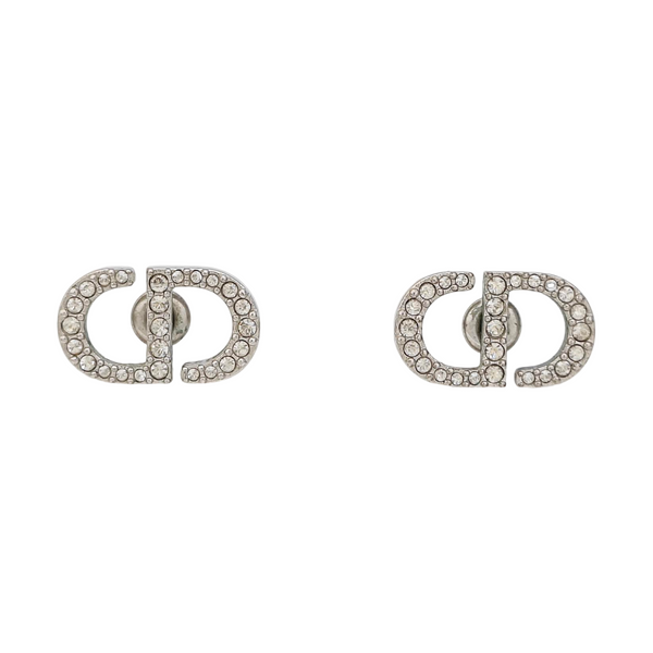 Petit CD Metal Silver Stud Earrings